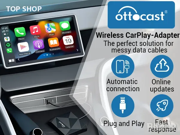 OTTOCAST U2-AIR CarPlay безжичен адаптер за iPhone,Plug & Play/bluetooth Dongle/Автоматична връзка, снимка 8 - Аксесоари и консумативи - 49308611