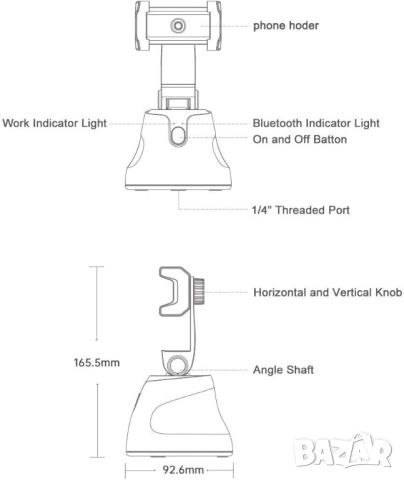 Портативна въртяща селфи стик стойка 360 градусова стойка за камера, снимка 8 - Селфи стикове, аксесоари - 52035094