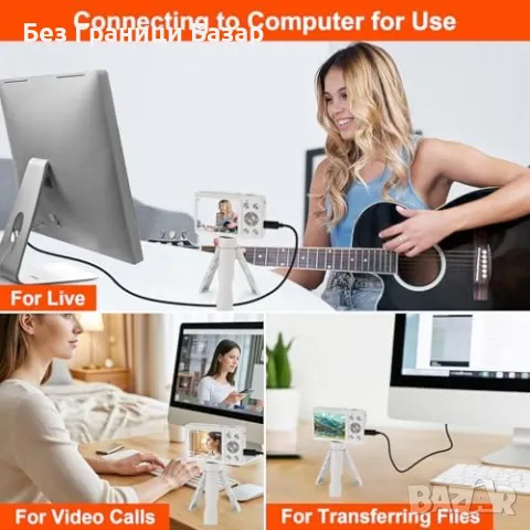 Нова Дигитална камера 64MP с 4K видео, зуум и аксесоари Фотоапарат деца, снимка 6 - Фотоапарати - 49134527