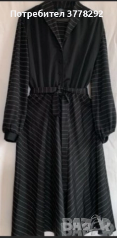 Елегантни черни Рокля и костюм Simena,БГ п-во,сако и панталон,стилно райе–прекъсваща сребърна нишк, снимка 6 - Костюми - 51997928