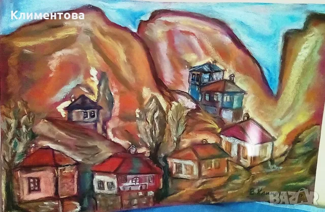 Картина "Къщи в планината", снимка 2 - Картини - 25292655