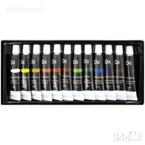 Маслени бои MAX, 12 цвята, В туби. , снимка 2 - Ученически пособия, канцеларски материали - 49979464
