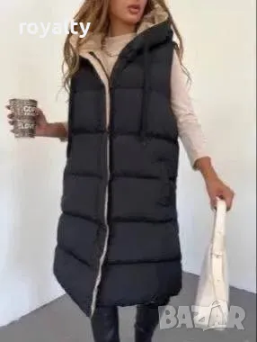 Дълъг двулицев дамски елек със силиконова вата , снимка 7 - Елеци - 49269358