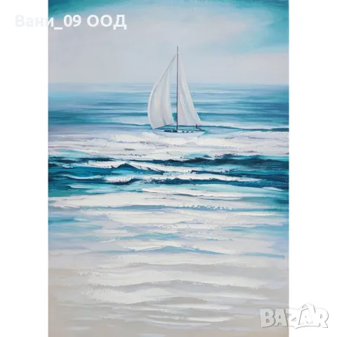 70см! Картина-канава "Лодка в морето", снимка 2 - Картини - 47656711