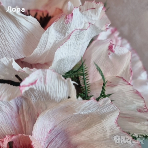 🌷 Ръчно изработена цветна аранжировка в бяло и розово от арт ателие Lollipop, снимка 10 - Декорация за дома - 52321552