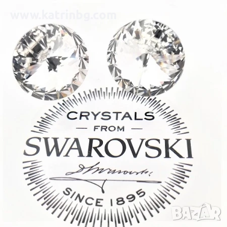 Обеци на винт SWAROVSKI RIVOLI 12 ММ Crystal бял