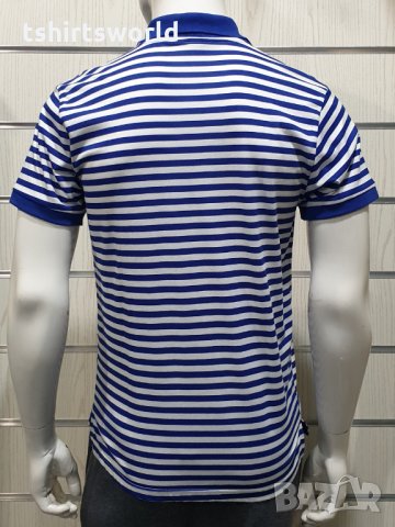 Нова мъжка моряшка блуза с яка, класическо синьо-бяло райе, снимка 3 - Тениски - 29029376