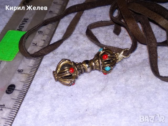 КРАСИВ АЖУРЕН РЕТРО - АРТ ЕТНО МЕДАЛЬОН БРОНЗ с ШНУРЧЕ от ВЕЛУР 21246, снимка 11 - Колиета, медальони, синджири - 41483732