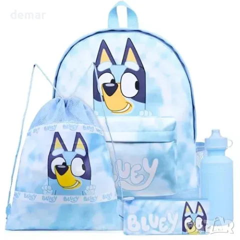 Комплект раница Bluey 4 части с бутилка и несесер