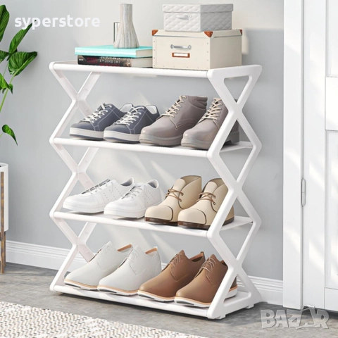 Стелаж за обувки до 8 чифта висок Digital One SP01128. етажерка за обувки, 4 нива бяла, снимка 3 - Етажерки - 52387735