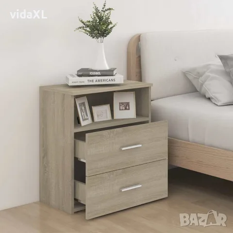 vidaXL Нощни шкафчета, 2 бр, дъб сонома, 50x32x60 см, снимка 3 - Шкафове - 56147765