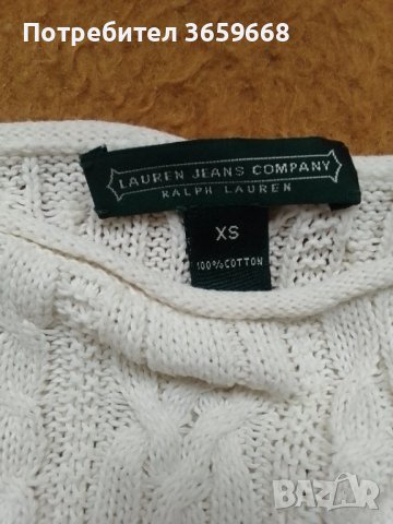 Дамски пуловер  Ралф Лорен, 100%памук,размер XS,цвят екрю., снимка 4 - Блузи с дълъг ръкав и пуловери - 39872639
