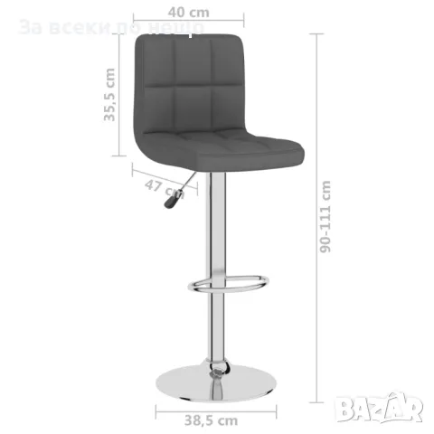 Бар табуретки, 2 бр, тъмносиви, текстил, снимка 4 - Столове - 47562573