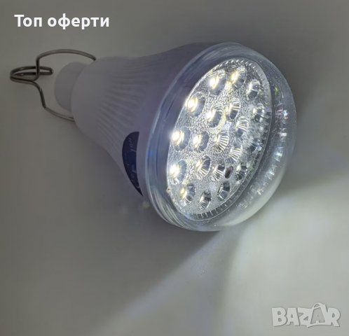 LED лампа с подвижен соларен панел, GR-020, кука, дължина на кабела 2.6m, бутон за управление, бял, снимка 3 - Лед осветление - 40215054