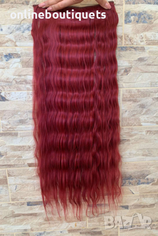 Индийска коса с примеси цвят Малина, снимка 2 - Аксесоари за коса - 44707891