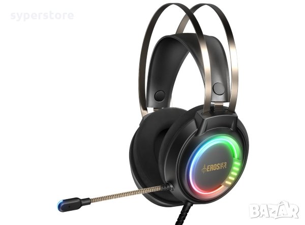 Слушалки с микрофон Геймърски Gamdias Eros E3 Черни с RGB подсветка Gaming Headset