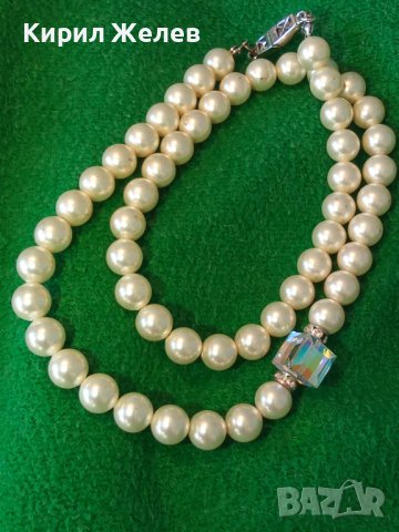 СКЪПОЦЕННО ПЕРЛЕНО КОЛИЕ КУЛТИВИРАНИ ПЕРЛИ с ЮВЕЛИРНО ФАСЕТИРАН ПЛАНИНСКИ КРИСТАЛ 34775
