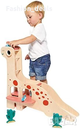 Нова детска дървена играчка Janod J05835 динозавър за бутане Подарък дете Коледa, снимка 6 - Други - 42450999