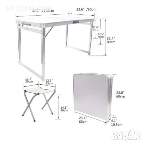 Сгъваема маса за къмпинг с 4 стола, снимка 4 - Къмпинг мебели - 41513653