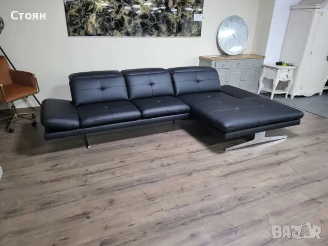 ПРОМОЦИЯ!!! Черен кожен ъглов диван "DANA", снимка 3 - Дивани и мека мебел - 48306668