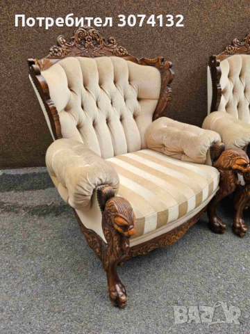 Холна гарнитура с дървореза, снимка 4 - Дивани и мека мебел - 53500221