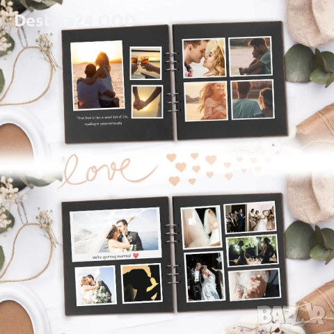 Дървен фото албум scrapbook 28x28 см 80 страници черен, снимка 3 - Други - 53826224