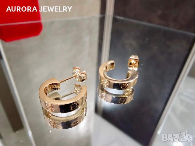 CARTIER Love Rose Gold Hoop Дамски Обеци, снимка 2 - Обеци - 53054321