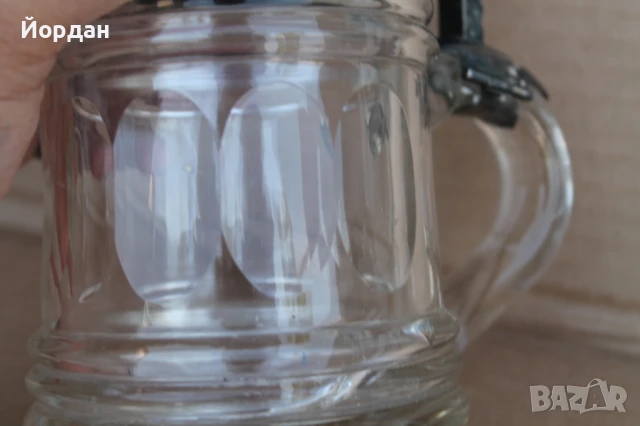 Немска кристална халба за бира с посребрена капачка, снимка 6 - Колекции - 50715027