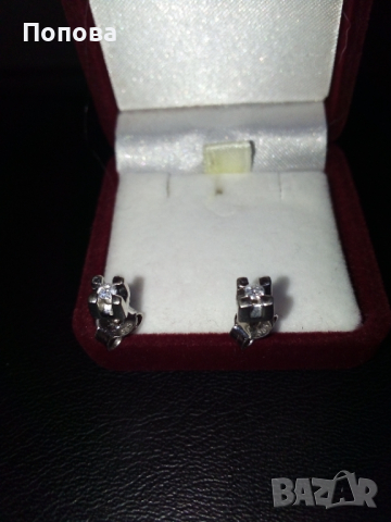 18 к.  с диаманти  италиански златни  обеци , снимка 4 - Обеци - 36159266