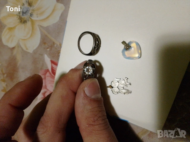 Сребърен пръстен 3х10-камък 875 проба