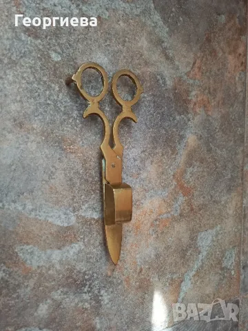 Ножица, гасител за свещи от месинг, снимка 3 - Антикварни и старинни предмети - 49410072