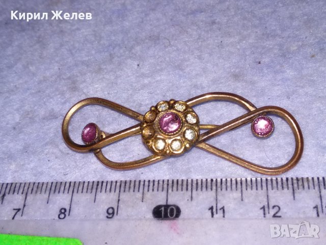СТАРИННА МЕДНА с ПОЗЛАТА АРТ НУВО РЕТРО БРОШКА МАЙСТОРСКА РЪЧНА ИЗРАБОТКА 38444, снимка 4 - Антикварни и старинни предмети - 41396354