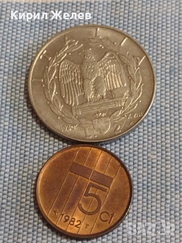 Две монети 2 лири 1940г. Италия / 5 цента 1982г. Недерландия за КОЛЕКЦИЯ ДЕКОРАЦИЯ 26030
