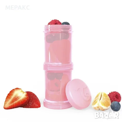 Контейнери за храна и сухо мляко Twistshake - 2 бр. по 100 мл розов