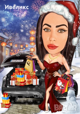 Коледна КАРИКАТУРА + ароматна свещ в бурканче, снимка 6 - Декорация за дома - 52352335