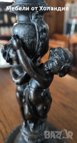 двойка антикварни бронзови свещници, снимка 8 - Антикварни и старинни предмети - 53561921