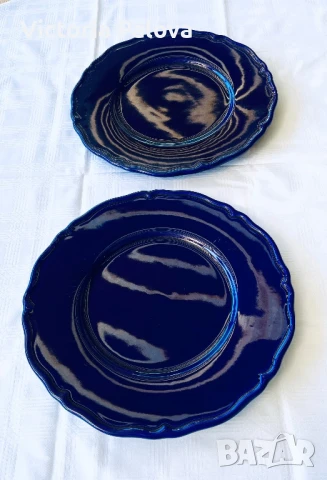 Големи стъклени кобалтови чинии- плата ESTE C.E. Италия
