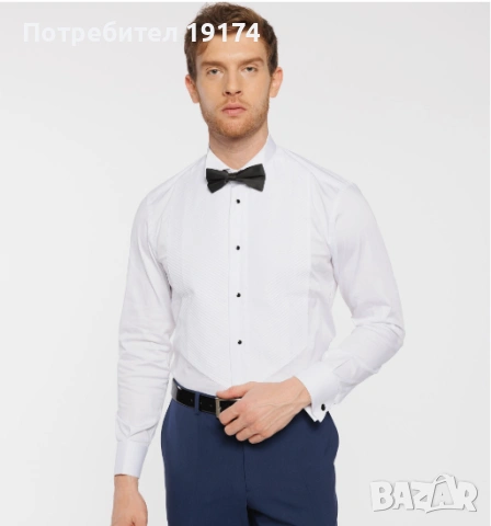 Мъжка риза за смокинг с черни копчета MONNI Milano Лукс, снимка 3 - Ризи - 53815857