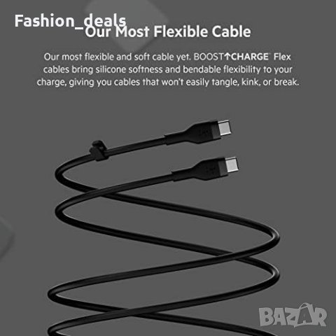 Нови Belkin 2 броя силиконови USB C кабели за зареждане черен и бял телефон Samsung Galaxy MacBook, снимка 5 - Друга електроника - 42415029