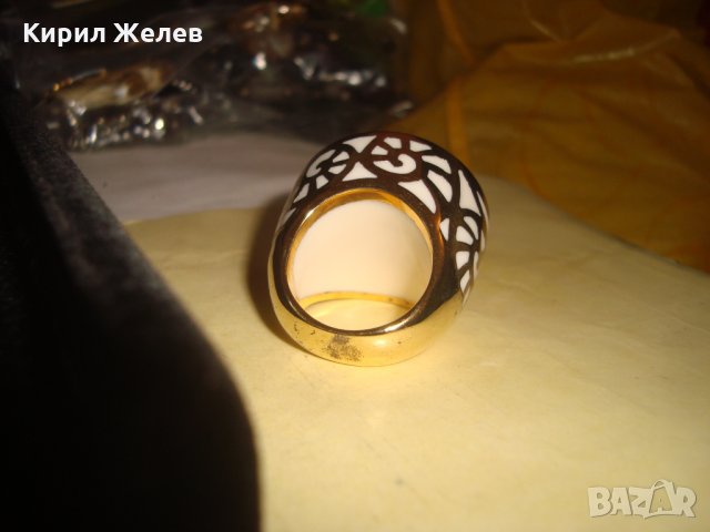ФЕШЪН ПОЗЛАТЕНА СТОМАНА и БИЖУТЕРСКА СПЕЦ. СПЛАВ СМОЛА АРТ ДИЗАЙН ПРЪСТЕН - КРАСОТА! 25049, снимка 5 - Пръстени - 34508450