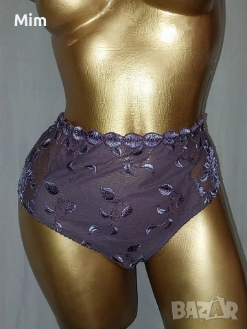 Elegance 50/52 Тъмно лилава бикина с бродерия , снимка 4 - Бельо - 52174307