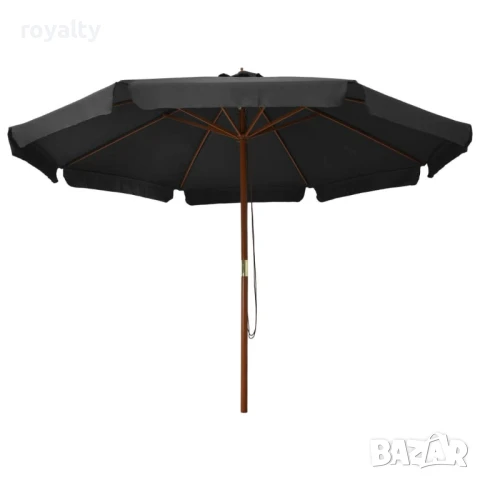 Градински чадър с дървен прът, снимка 3 - Градински мебели, декорация  - 50937472