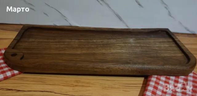 Дъска-поднос от орех ръчна изработка, снимка 3 - Аксесоари за кухня - 49304346