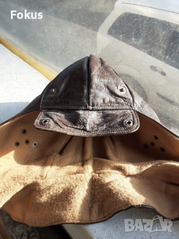 Страхотен кожен пилотски шлем боне ВСВ, снимка 5 - Антикварни и старинни предмети - 53333541