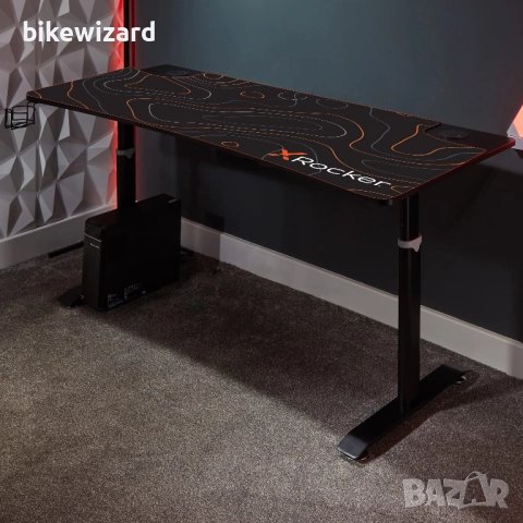 Геймърско бюро X Rocker Cougar XL Ultra Wide от алуминий и карбон 160.5 x 80 x 65-80 см НОВО