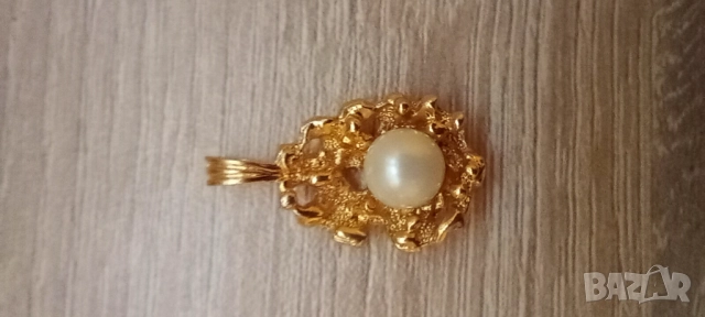 Медальон, висулка,позлатена; Седеф , снимка 4 - Колиета, медальони, синджири - 52702320