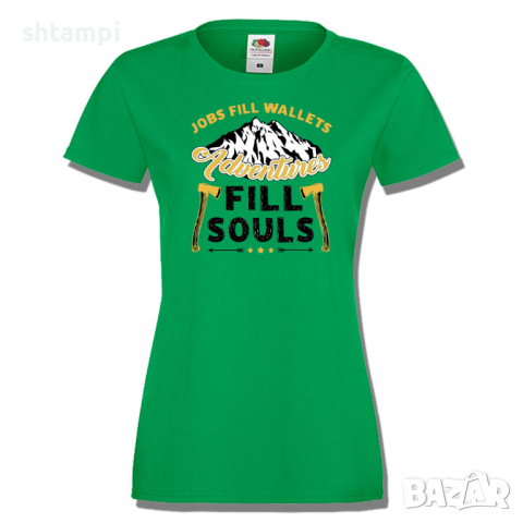 Дамска тениска да се оправи картинката Jobs Fill Wallets,Изненада,Подарък,Поход,Връх,Хижа, снимка 5 - Тениски - 36374058