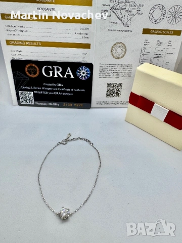 Сребърна гривна с мойсанит (Диамант) 1 карат, снимка 5 - Гривни - 53820718