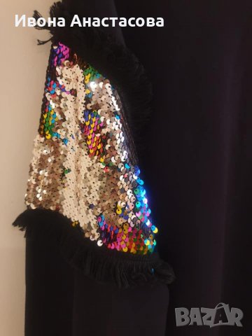 АНЦУНГОВА БЛУЗА ЧЕРНА ПАЕТИ, снимка 4 - Блузи с дълъг ръкав и пуловери - 34221613