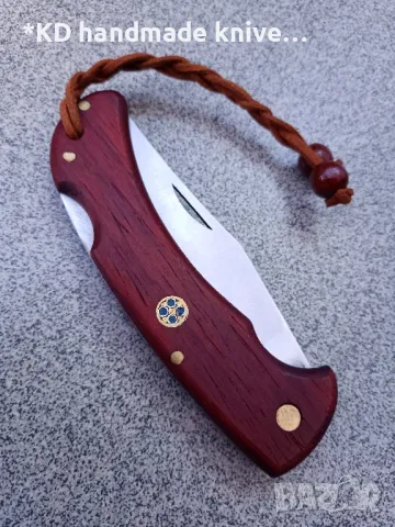 Сгъваем нож ръчно изработен + ПОДАРЪК кания, снимка 3 - Ножове - 47679578